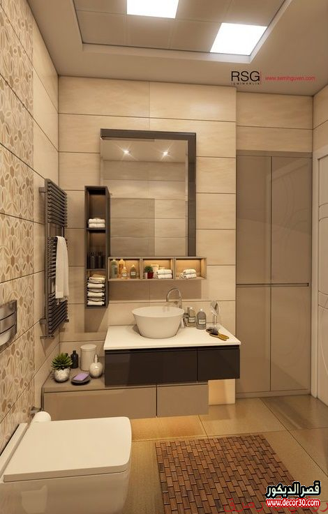 أفضل أفكار ديكور حمام صغير 2025 35 بلاط حمامات صغيرة